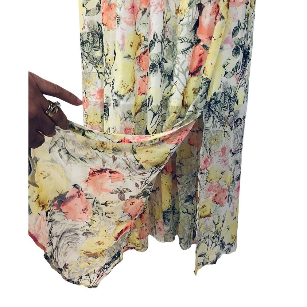 INC White Floral Chiffon Slitted Wrap Cruise Brunch Church Summer Maxi Dress. 2X - Picture 11 of 13